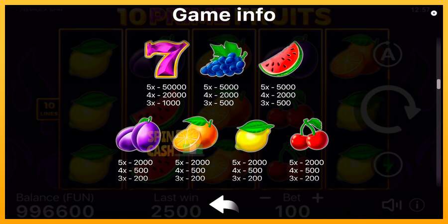 Spielautomat 10 Prime Fruits für echtes geld 6