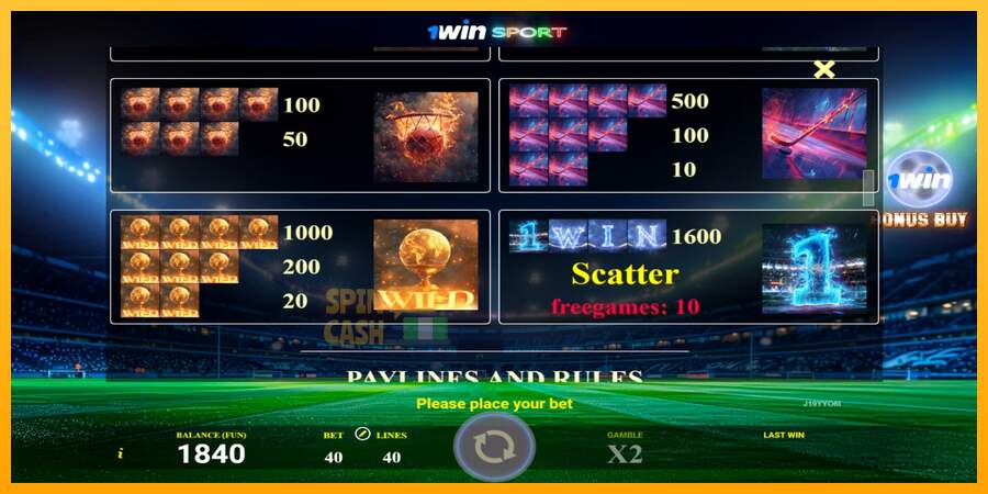 Spielautomat 1win Sport für echtes geld 5