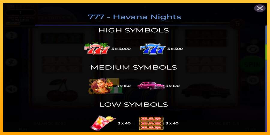 Spielautomat 777 - Havana Nights für echtes geld 5