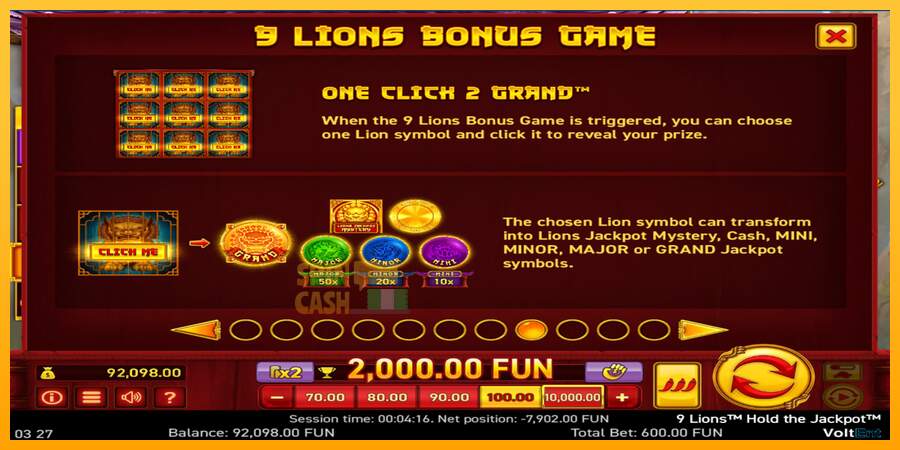 Spielautomat 9 Lions: Hold The Jackpot für echtes geld 3