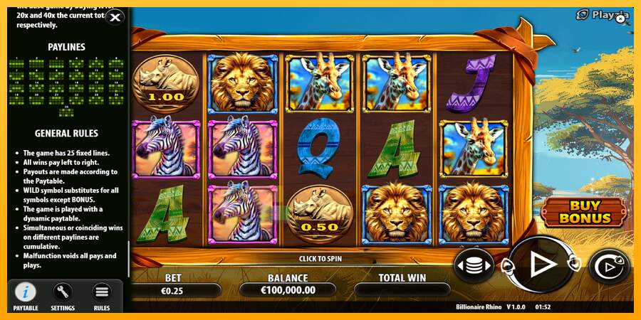 Spielautomat Billionaire Rhino für echtes geld 7