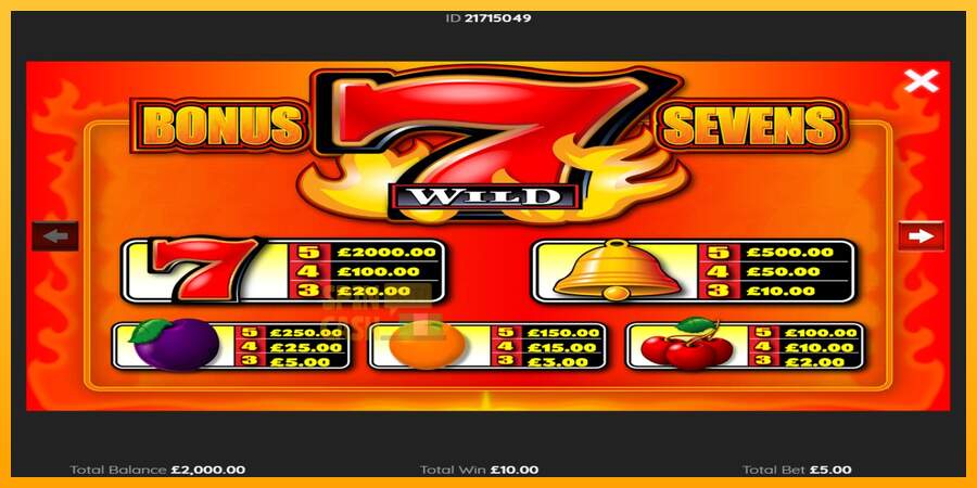 Spielautomat Bonus Sevens Wild für echtes geld 3