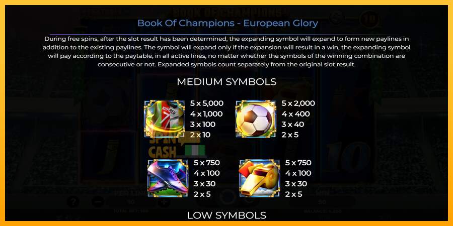 Spielautomat Book of Champions - European Glory für echtes geld 5