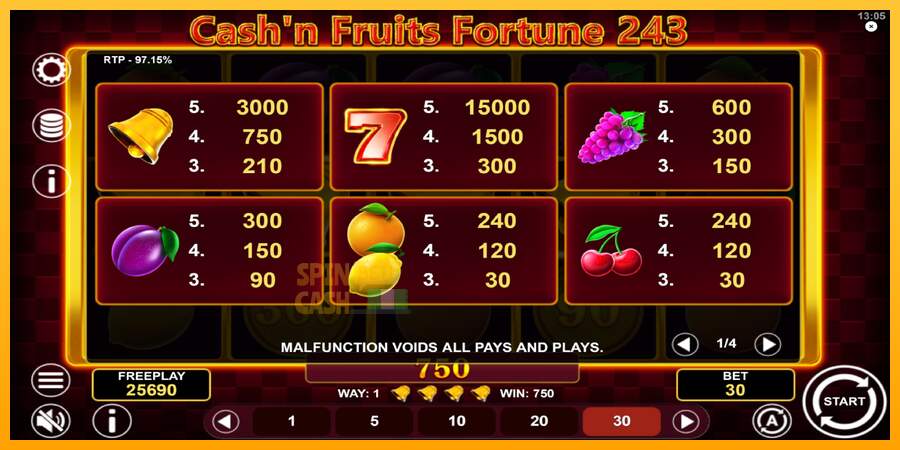 Spielautomat Cashn Fruits Fortune 243 für echtes geld 6