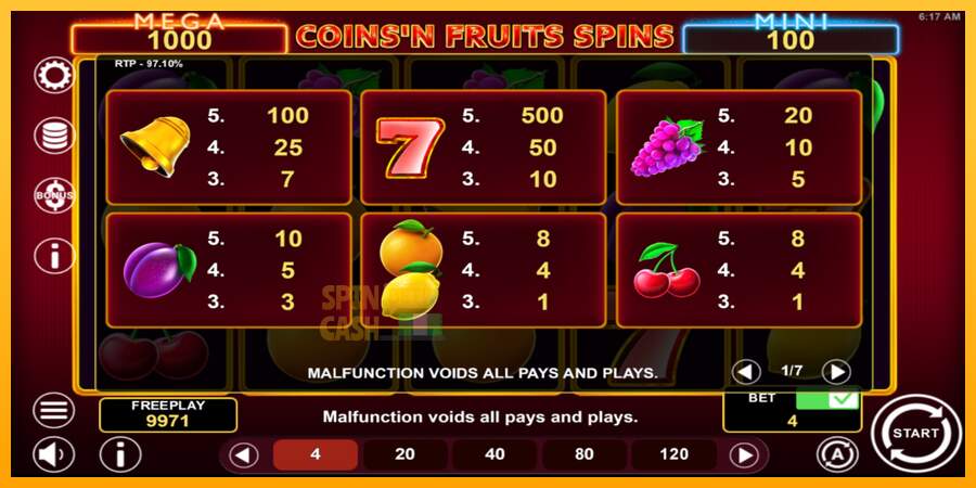 Spielautomat Coinsn Fruits Spins für echtes geld 5