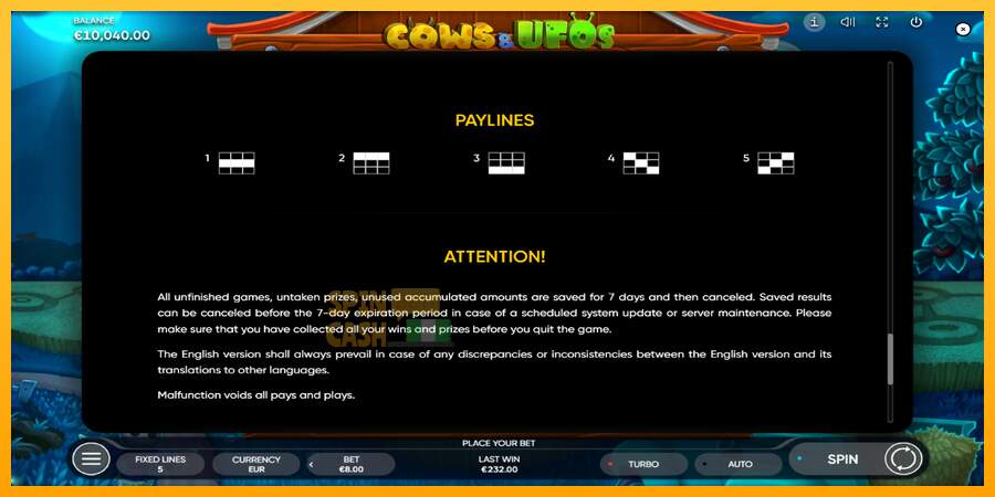 Spielautomat Cows & UFOs für echtes geld 7