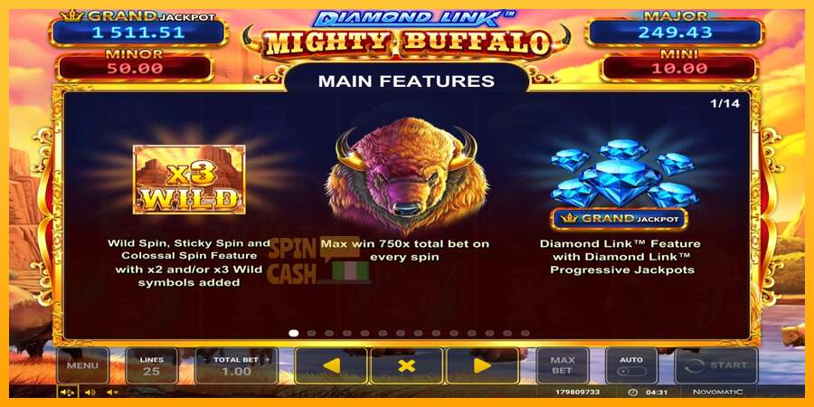 Spielautomat Diamond Link Mighty Buffalo für echtes geld 3