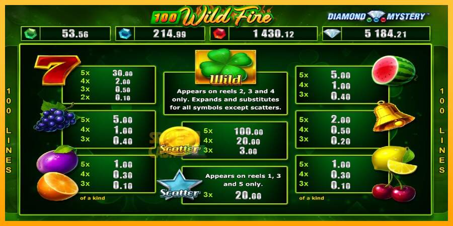 Spielautomat Diamond Mystery 100 Wild Fire für echtes geld 4