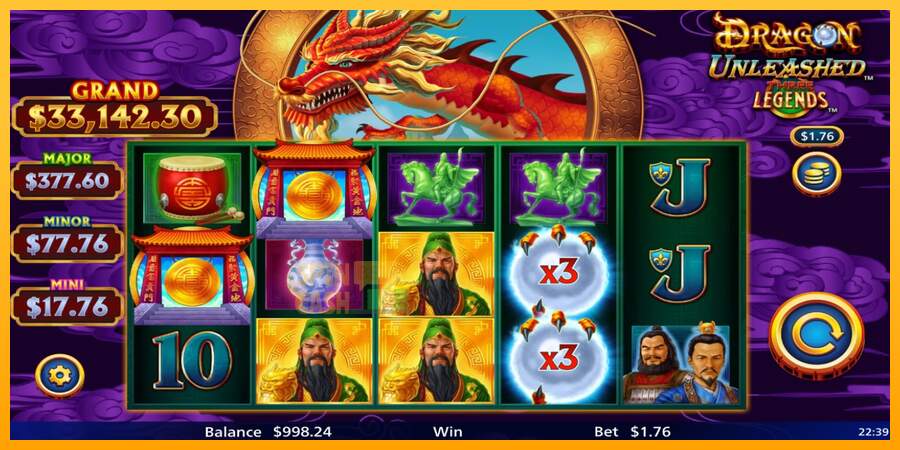 Spielautomat Dragon Unleashed - Three Legends für echtes geld 2