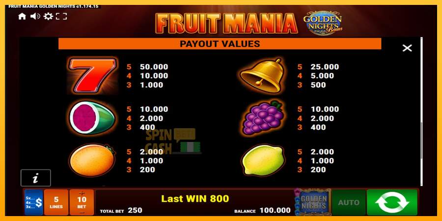 Spielautomat Fruit Mania Golden Nights für echtes geld 7