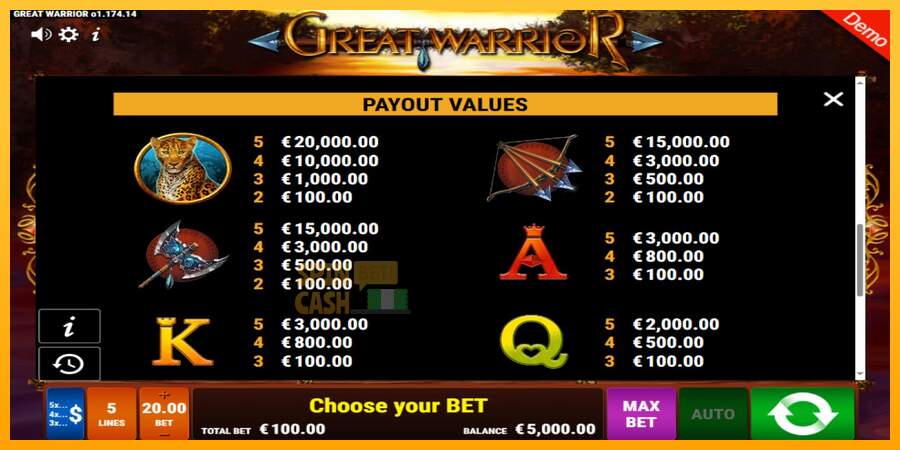 Spielautomat Great Warrior für echtes geld 4