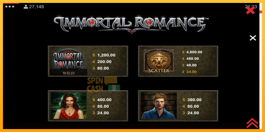 Spielautomat Immortal Romance für echtes geld 6