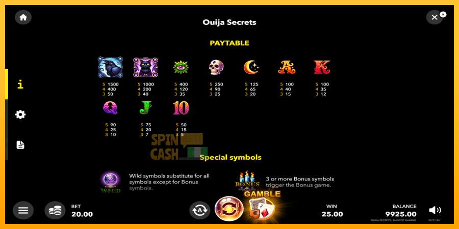 Spielautomat Ouija Secrets für echtes geld 5