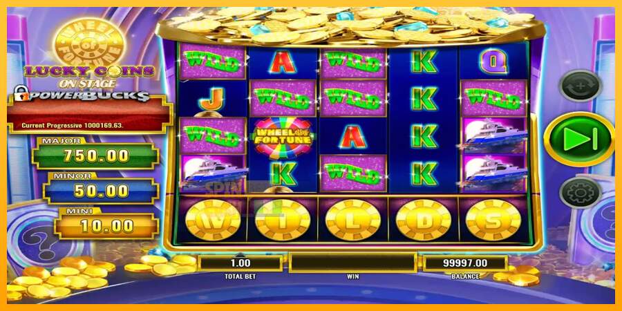 Spielautomat PowerBucks Wheel of Fortune Lucky Coins On Stage für echtes geld 3