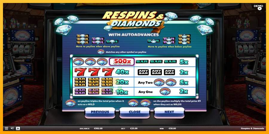 Spielautomat Respins Diamonds für echtes geld 5