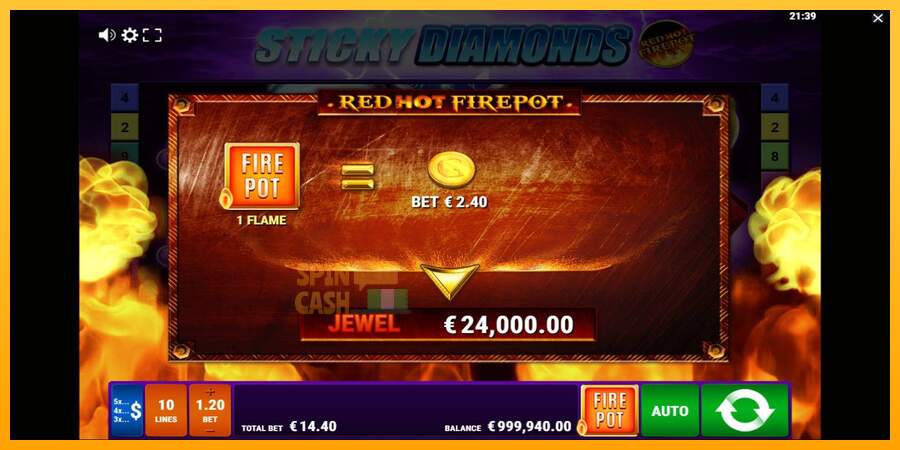 Spielautomat Sticky Diamonds Red Hot Firepot für echtes geld 4