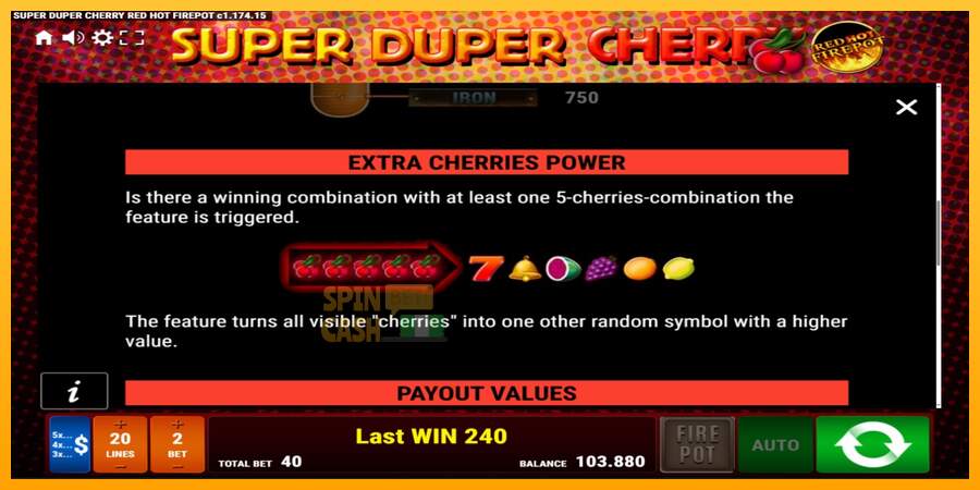 Spielautomat Super Duper Cherry Red Hot Firepot für echtes geld 5