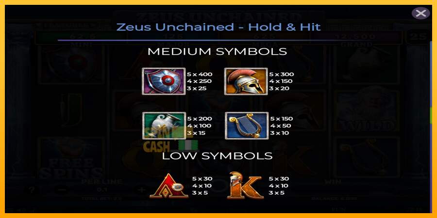 Spielautomat Zeus Unchained - Hold & Hit für echtes geld 6